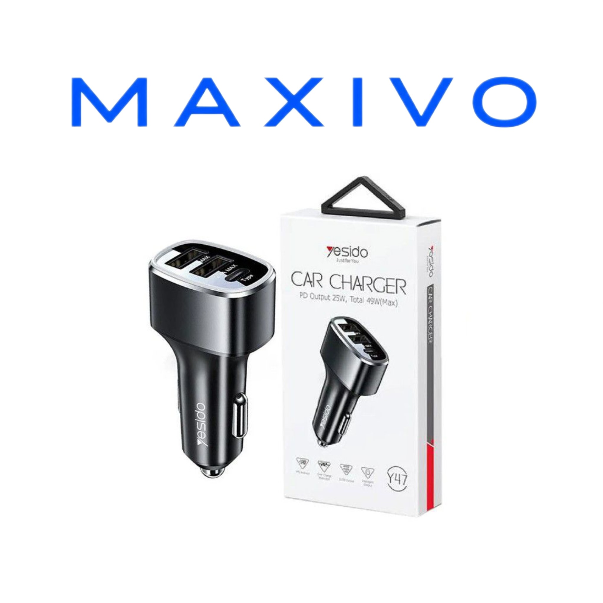 شارژر فندکی فست شارژ Yesido Y47 QC3.0 PD 3A 25W