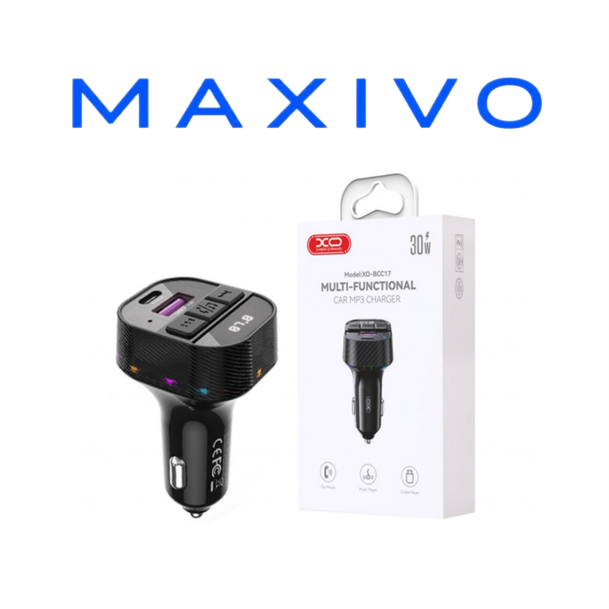 شارژر فندکی + FM Player بلوتوثی XO XO-BCC17 30W