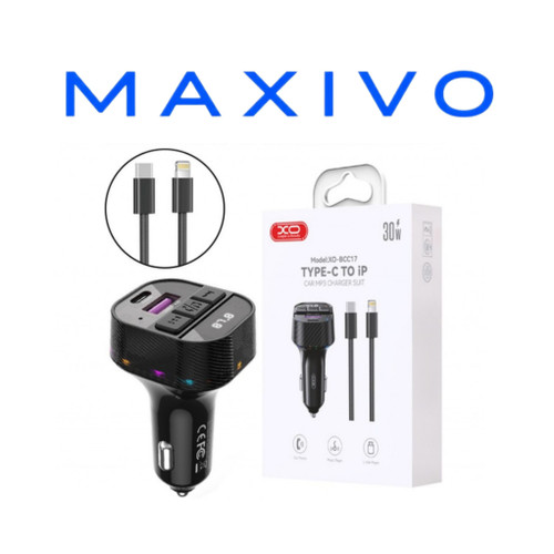 شارژر فندکی + FM Player بلوتوثی XO XO-BCC17 + کابل تبدیل آیفونی