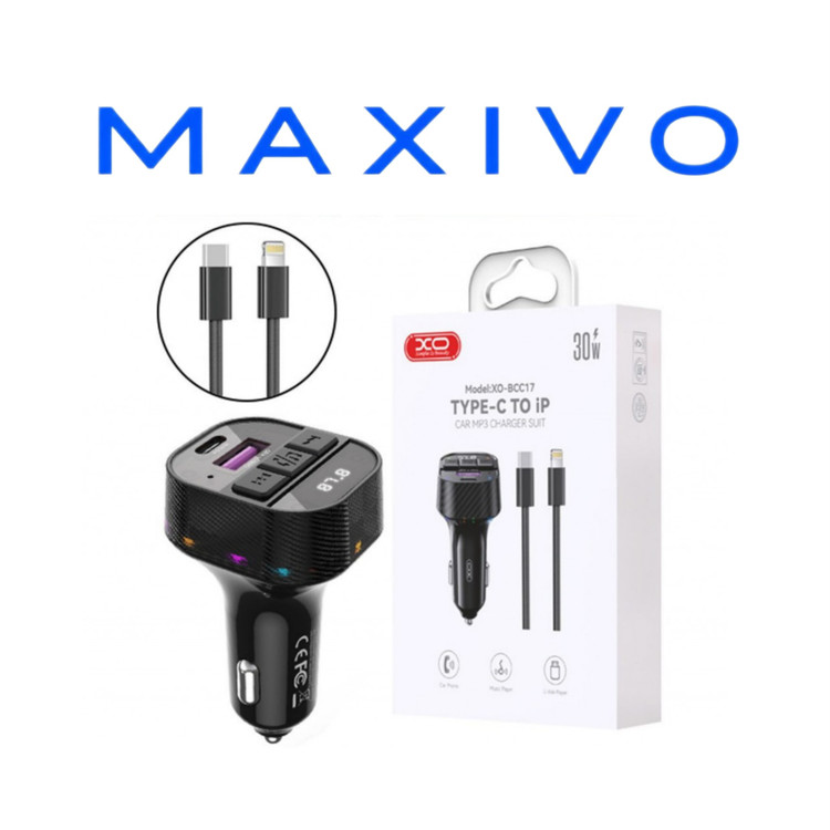 شارژر فندکی + FM Player بلوتوثی XO XO-BCC17 + کابل تبدیل آیفونی