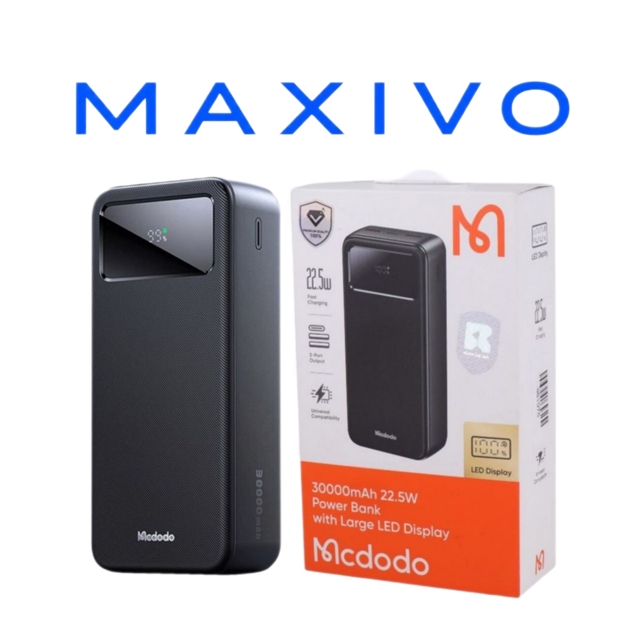 پاور بانک فست شارژ مک دودو Mcdodo MC-424 PD QC 22.5W ظرفیت 30000 میلی آمپر ساعت