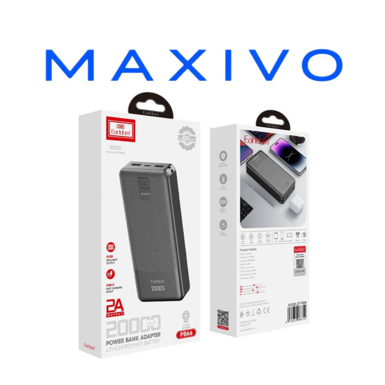 پاور بانک ارلدام ET-PB66 10W ظرفیت 20000 میلی آمپر ساعت