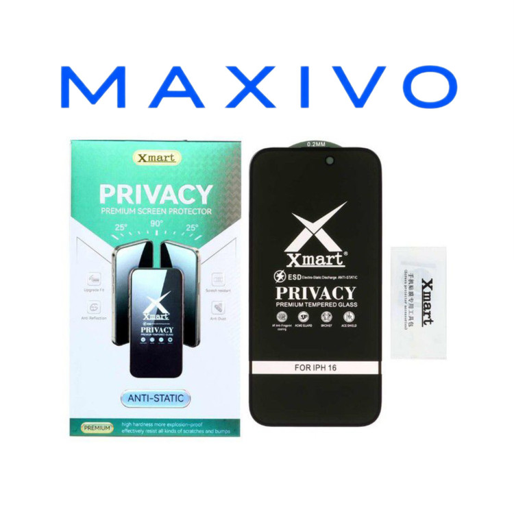 گلس Full Cover XMART Privacy مدل Apple iPhone 16 (پک دار)