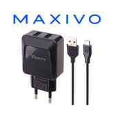 شارژر دیواری فست شارژ Verity AP 2121 2Port 2.1A 10.5W + کابل میکرو یو اس بی
