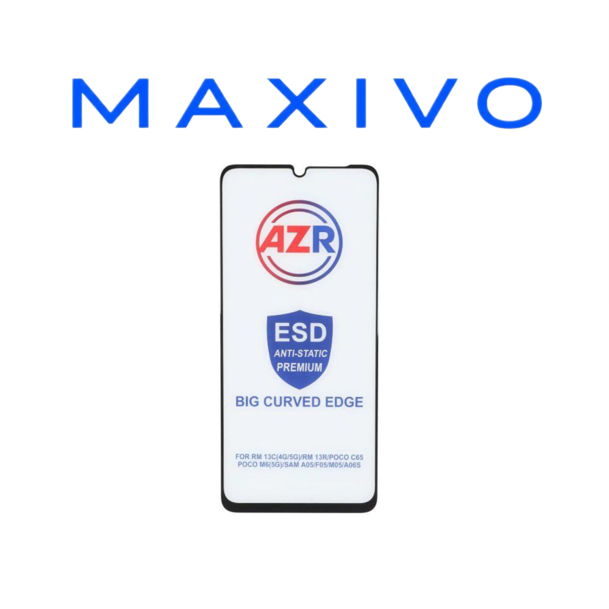 گلس AZR - Big curved ESD Anti Static - Samsung A06 - A05 - A07