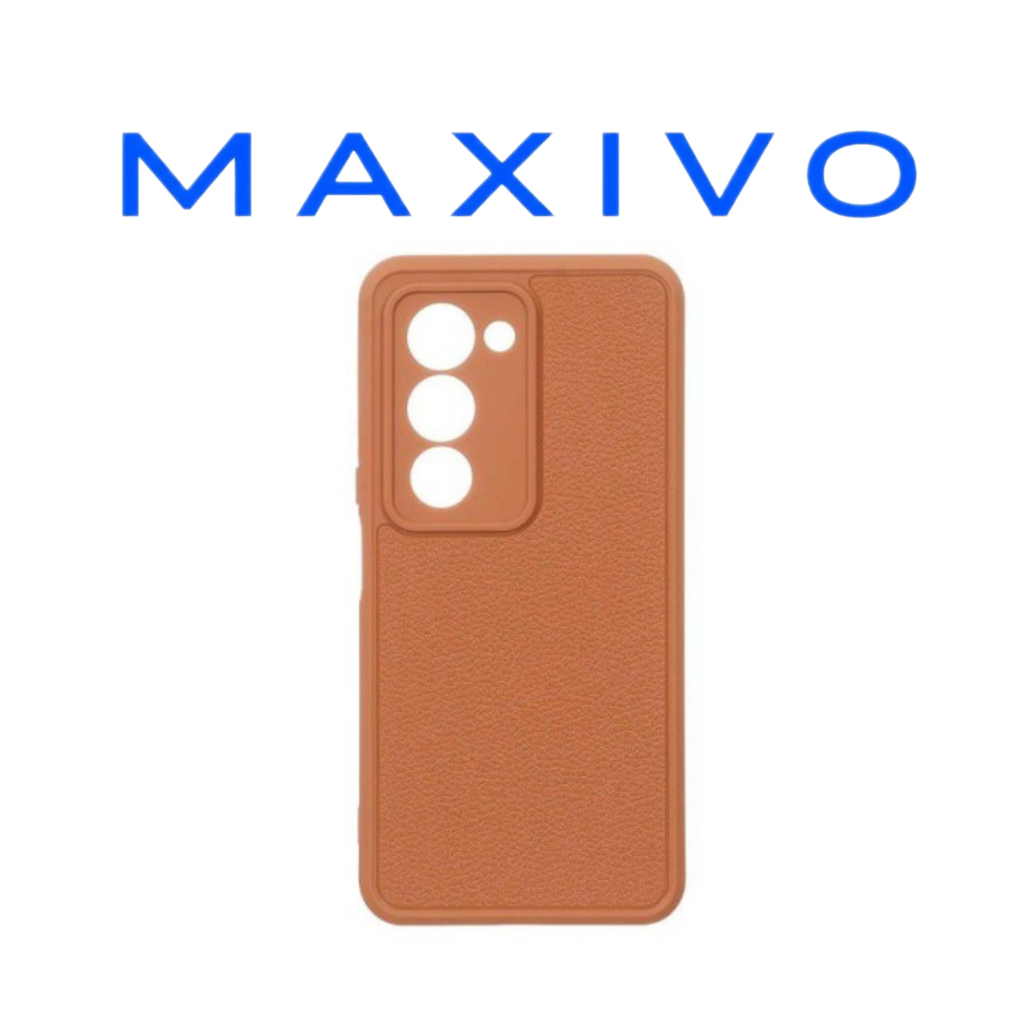 قاب Texture طرح چرم محافظ لنزدار Xiaomi Redmi 15 4G - قهوه ای