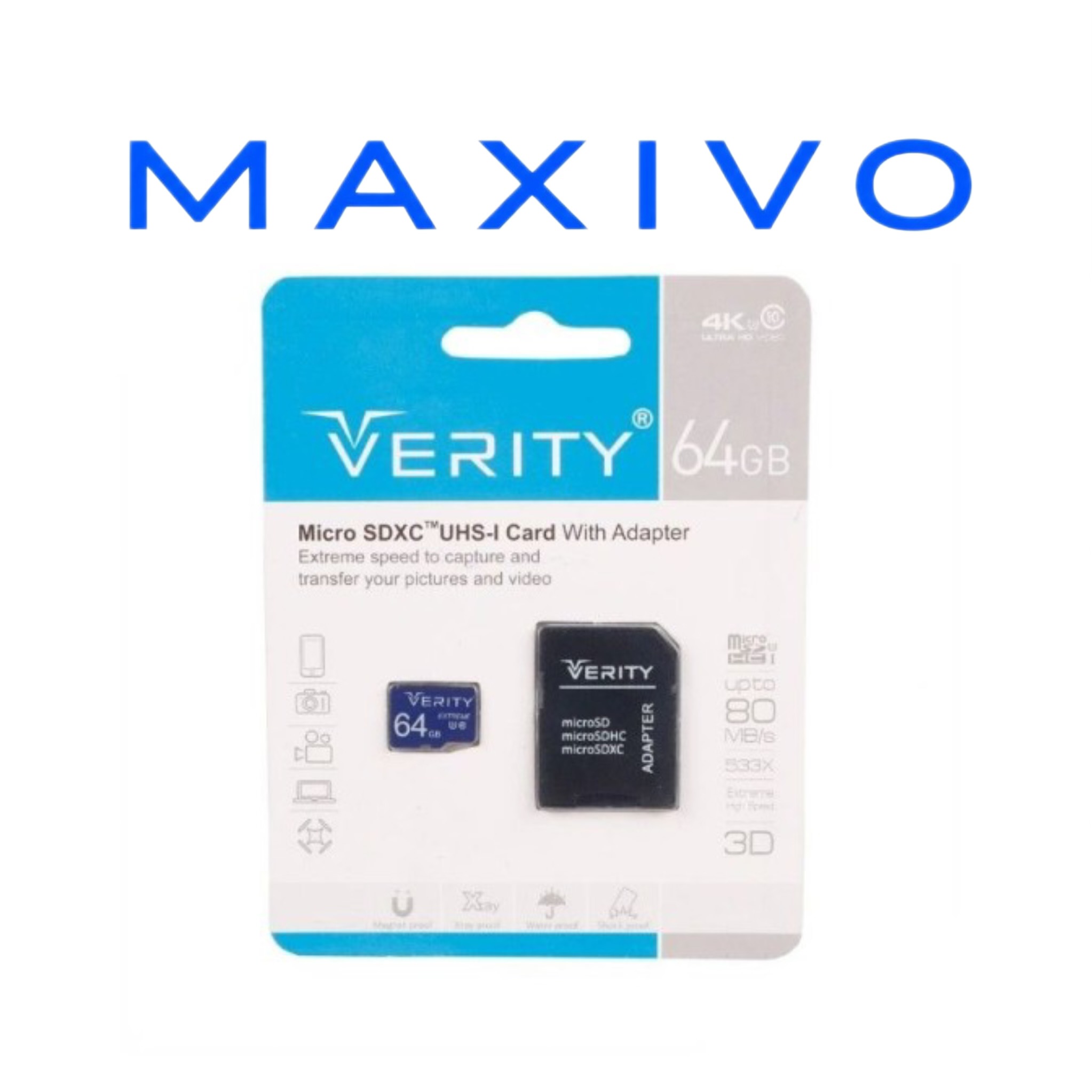 رم میکرو 64 گیگ وریتی Verity U3 C10 80MB/s + خشاب